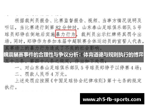 魏震禁赛事件的合理性与争议分析:体育道德与规则执行的博弈 魏震禁赛事件的合理性与争议分析:体育道德与规则执行的博弈